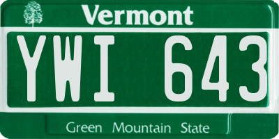 VT license plate YWI643