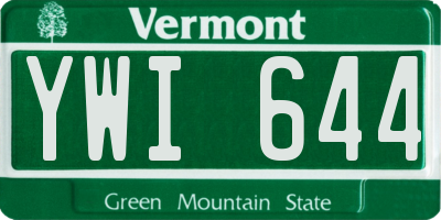 VT license plate YWI644