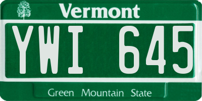 VT license plate YWI645