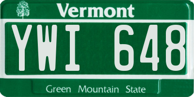 VT license plate YWI648
