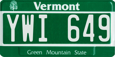 VT license plate YWI649