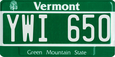 VT license plate YWI650