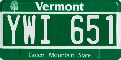 VT license plate YWI651