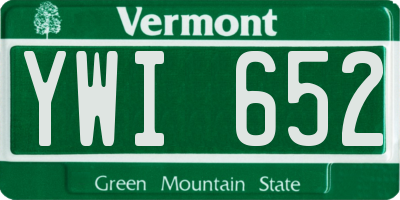 VT license plate YWI652