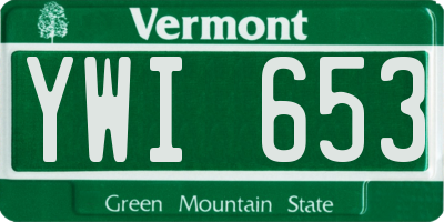 VT license plate YWI653