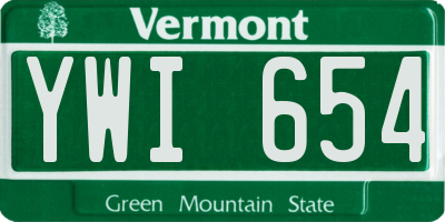 VT license plate YWI654