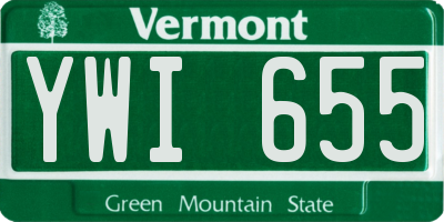 VT license plate YWI655
