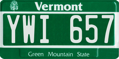 VT license plate YWI657