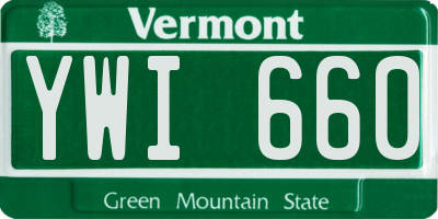 VT license plate YWI660