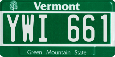 VT license plate YWI661