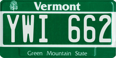 VT license plate YWI662