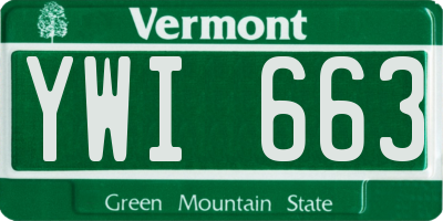 VT license plate YWI663