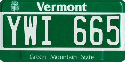 VT license plate YWI665