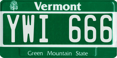 VT license plate YWI666