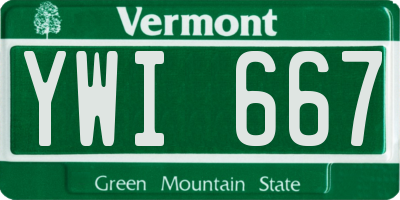 VT license plate YWI667