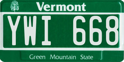 VT license plate YWI668