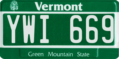 VT license plate YWI669