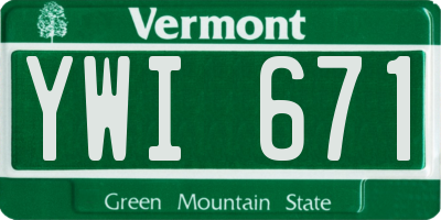 VT license plate YWI671