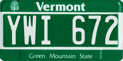 VT license plate YWI672
