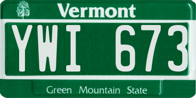 VT license plate YWI673