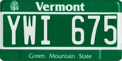 VT license plate YWI675