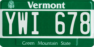 VT license plate YWI678