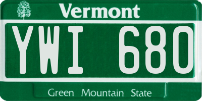 VT license plate YWI680