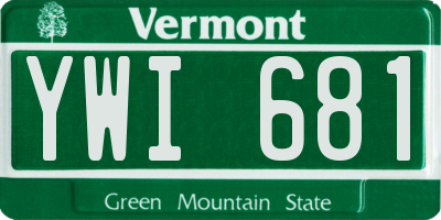 VT license plate YWI681