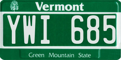 VT license plate YWI685