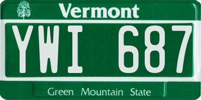 VT license plate YWI687