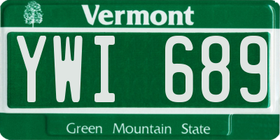 VT license plate YWI689