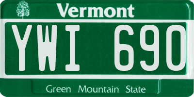 VT license plate YWI690