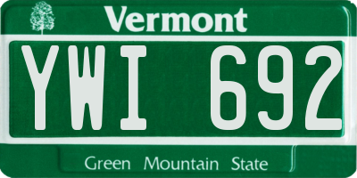 VT license plate YWI692