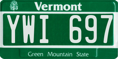 VT license plate YWI697