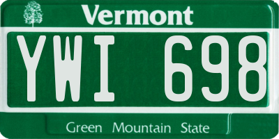 VT license plate YWI698