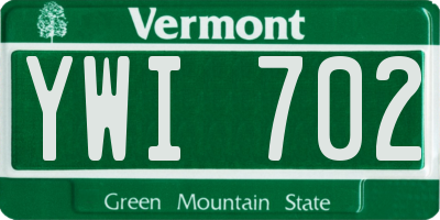 VT license plate YWI702