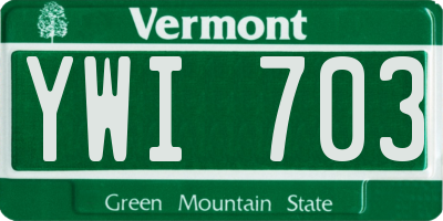 VT license plate YWI703