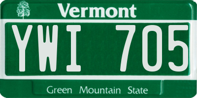 VT license plate YWI705