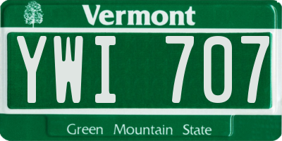 VT license plate YWI707