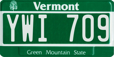 VT license plate YWI709