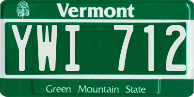VT license plate YWI712