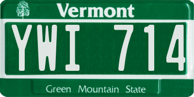 VT license plate YWI714
