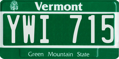 VT license plate YWI715