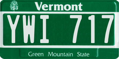VT license plate YWI717