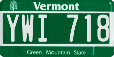 VT license plate YWI718