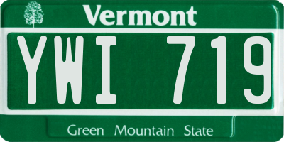 VT license plate YWI719