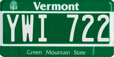 VT license plate YWI722