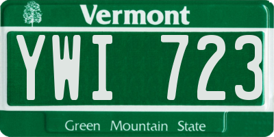 VT license plate YWI723