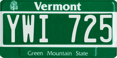 VT license plate YWI725