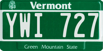 VT license plate YWI727
